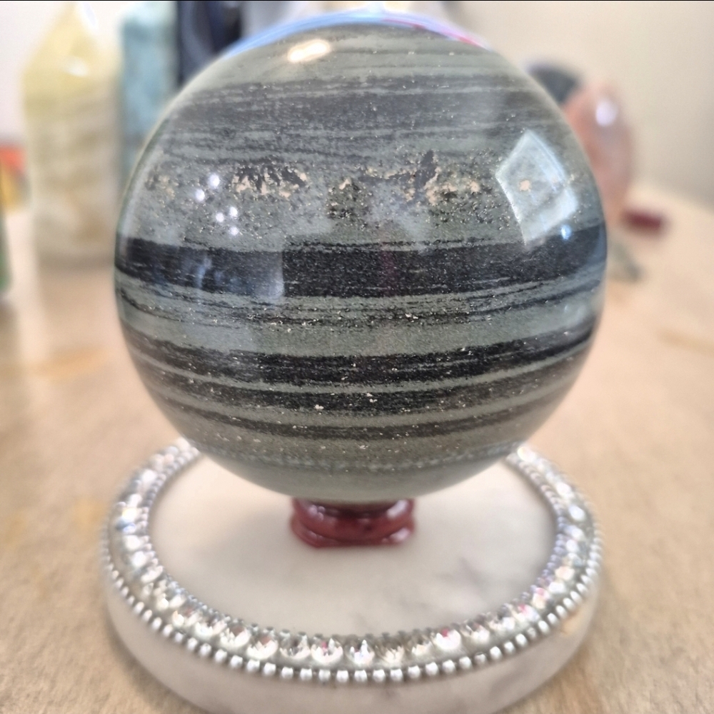Natural Tibetan Jade Medicine King Stone Crystal Orb Sphere #4 - Picture 4 of 7